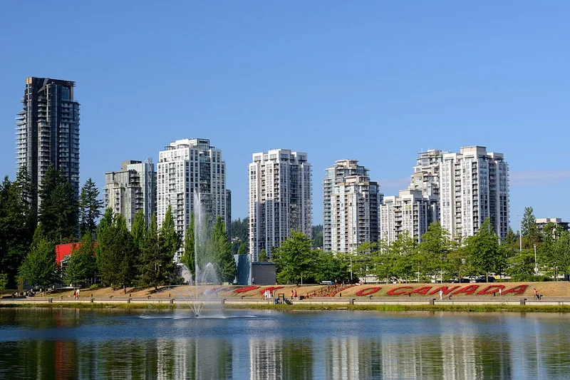 Lafarge Lake and the Coquitlam town centre