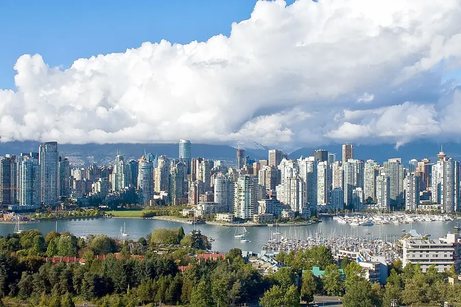 False Creek waterfront and the Vancouver skyline
